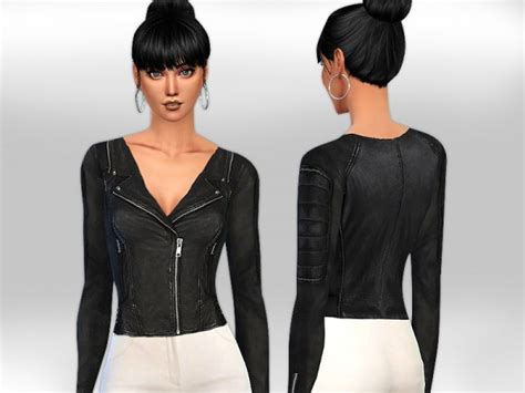 The Sims Resource Realistic Fit Black Leather Jacket By Saliwa Sims