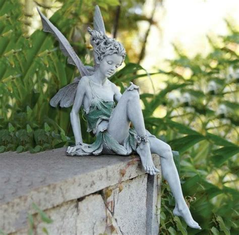 Fairy Sitting Garden Statue Ornament Decoration Resin Crafts Etsy In