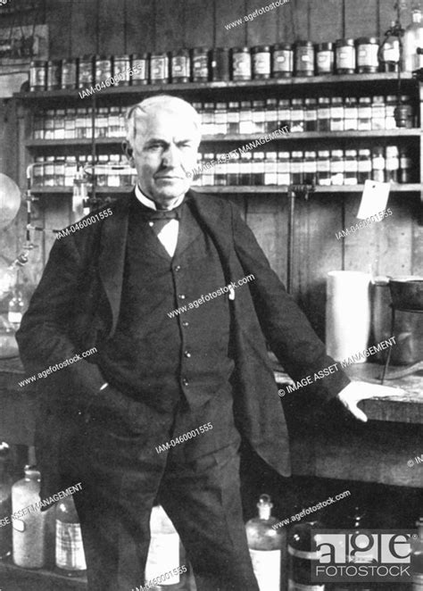 Thomas Alva Edison 1847 1931 American Inventor In His Laboratory At