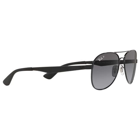 ray ban rb3549 polarised aviator sunglasses shiny black grey gradient at john lewis and partners