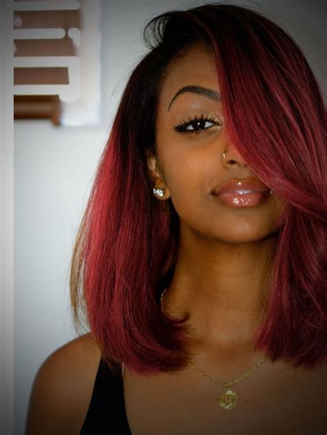 Red Highlights For Black Women Hair Dark Auburn Hair Color On Black