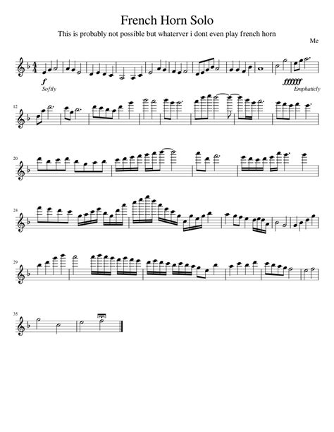 French Horn Solo Sheet Music For French Horn Solo Download And