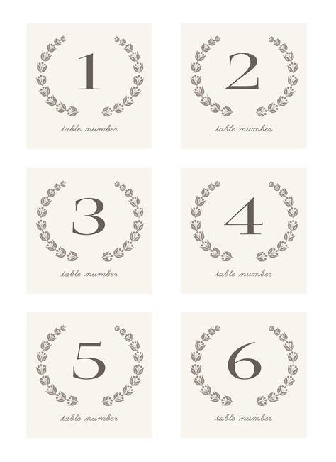 Free Printable Table Number Cards Wedding
