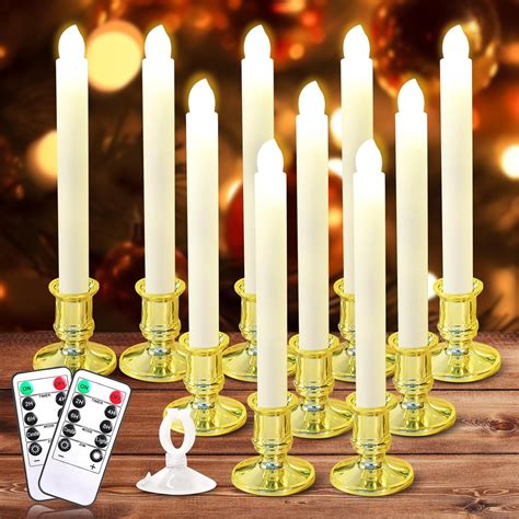 10 Pack Christmas Window Candles With Timer Remote Battery Operated