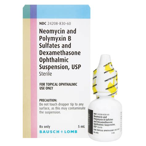 Neomycin And Polymyxin B Sulfates And Dexamethasone Ophthalmic Suspension 5ml Bausch And Lomb