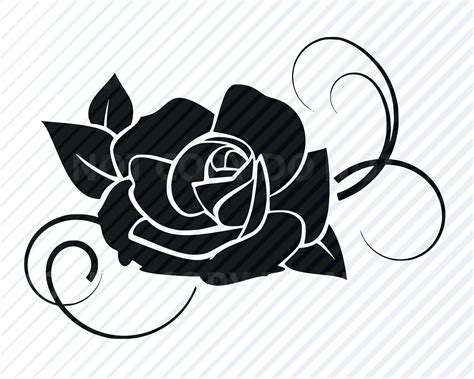 Negro Rosa Flor Svg Archivos Para Cricut Flores Vector Images Etsy España