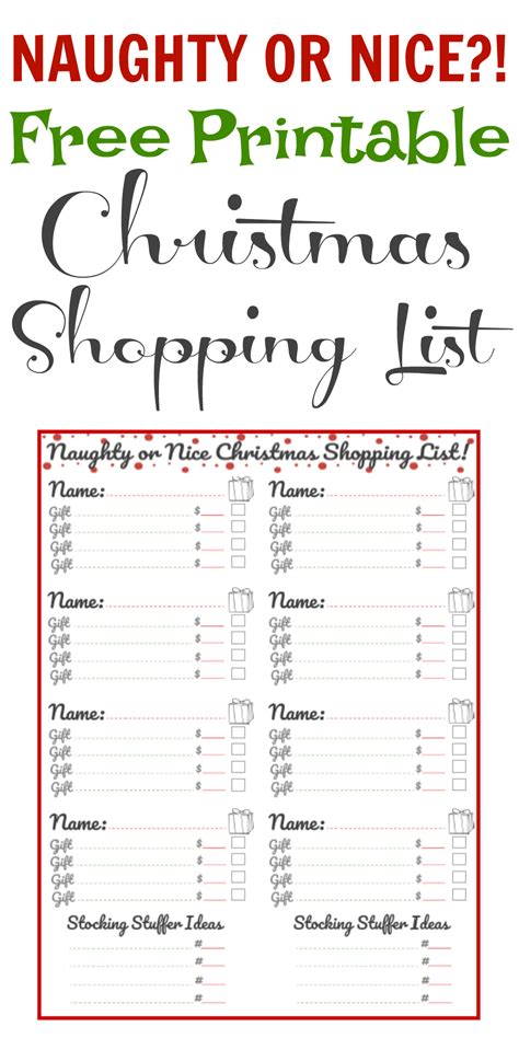 Download your free nice list certificate printable here today! Free Printable: Christmas Shopping List! - TheProjectPile ...