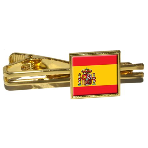 Spain Spanish Flag Square Tie Bar Clip Clasp Tack Ebay