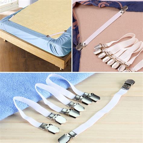 2017 New 4pcs Grippers Bed Sheet Fasteners Clip Cover Elastic Straps Bedding Clips Holders