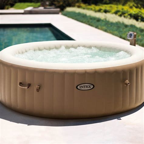 Intex 6 Person 140 Jet Vinyl Round Inflatable Hot Tub In Tan