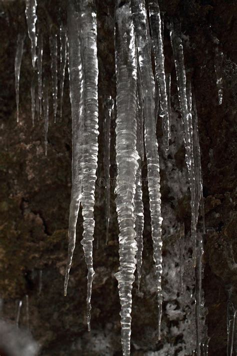 Icicles On Dark Background Stock Image Image Of Snow 33935831