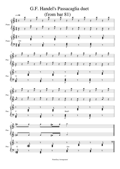 Gf Handels Passacaglia Duet Bar 81 85 Block Chords Sheet Music