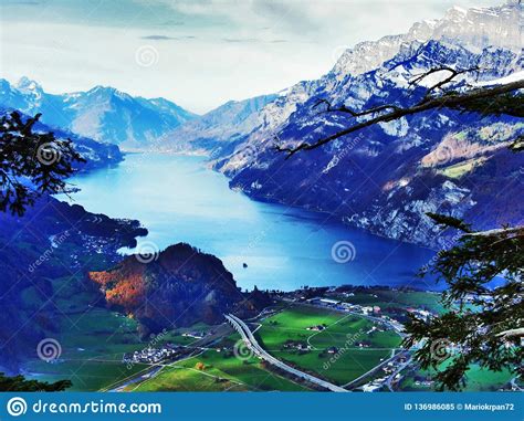 Lake Walensee Also Known As Lake Walen Or Lake Walenstadt Stock Image
