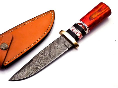 Custom Hand Forged Damascus Steel Hunting Knife Hard Wood Handle Dhk 10