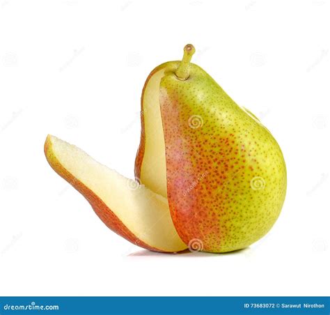 Red Pears Cut Pieces On White Background Stock Photo Image Of Object