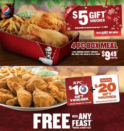 Kfc vouchers can be used for gifting to anyone on their birthday, wedding, anniversary or any festival occasions. KFC Holiday Gift Vouchers with purchase