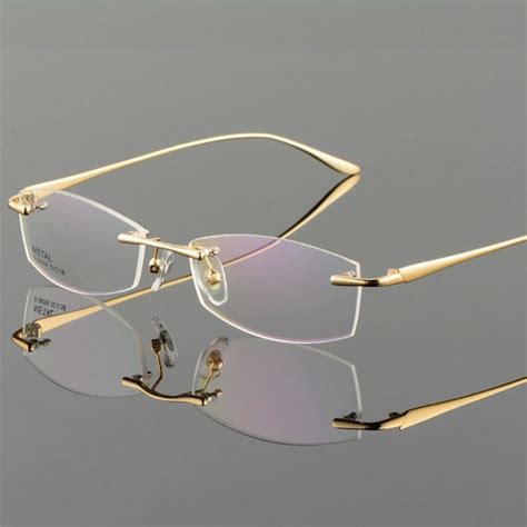 Vazrobe Gold Gray Frame Glasses Mens Eyeglasses Frames Rimless Eyeglass For Prescriptionwe Can