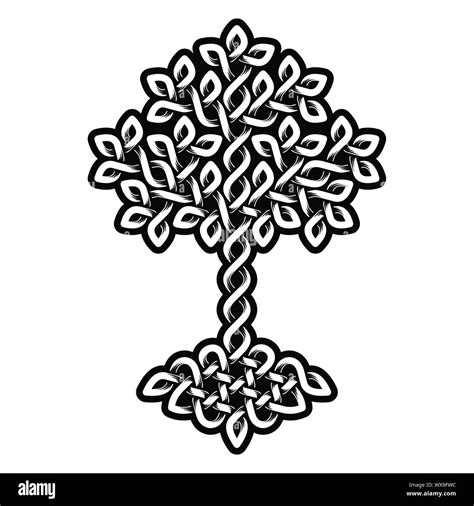 Illustration Of Celtic Tree Of Life Black And White Version Vector