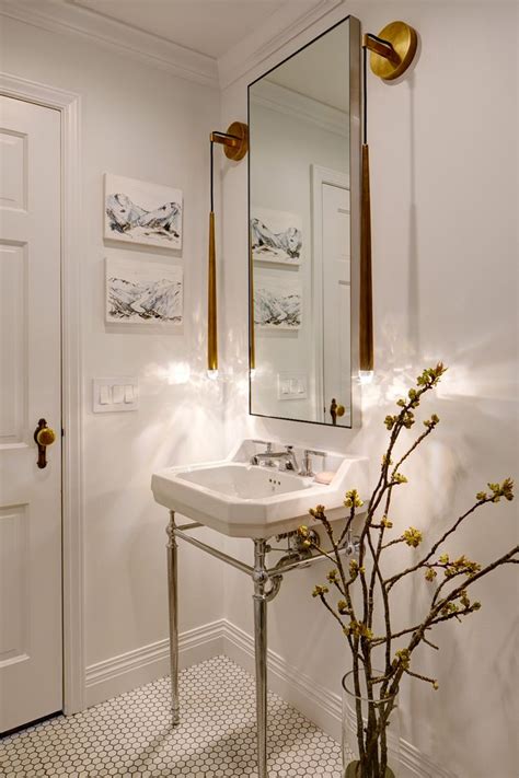 Classic Modern Powder Room With Washstand And White