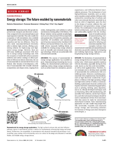 Pdf Energy Storage The Future Enabled By Nanomaterials Yury Gogotsi