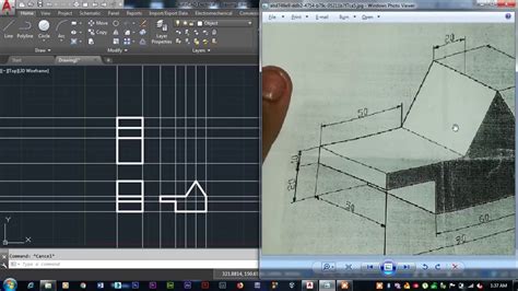Making Orthographic Views Front Side And Top Views In Autocad Youtube
