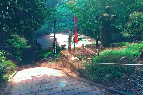 Wallpaper Anime Landscape Stairs Realistic Park