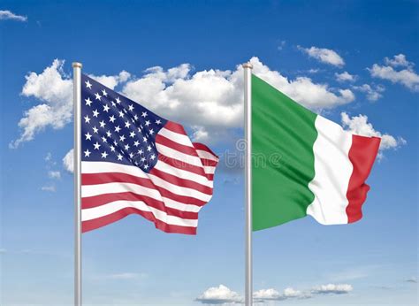 United States Of America Vs Italy Thick Colored Silky Flags Of America