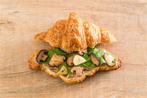 Mushroom Croissant Sandwich Stock Photo Image Of Fresh Plate