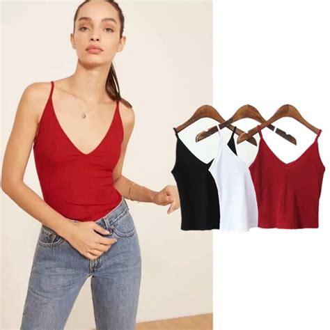 Women Knitted Camis Tops 2018 Summer Sleeveless Tank Tops Sexy
