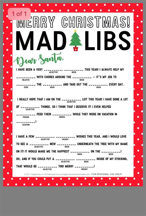 Christmas Printable Mad Libs Worksheet24