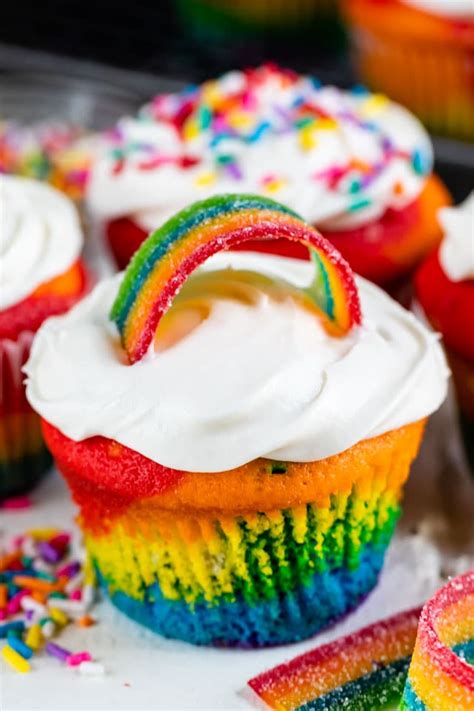 Cupcake Topped Rainbow Cupcakes Crazy For Crust
