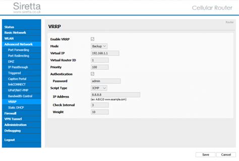 Setting Up A Backup Router Using VRRP A Guide For Siretta Routers