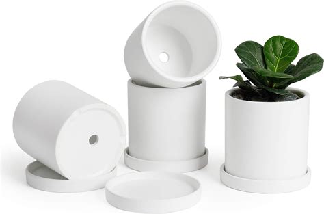 Greenaholics White Ceramic Plant Pots 43 Inch Matte