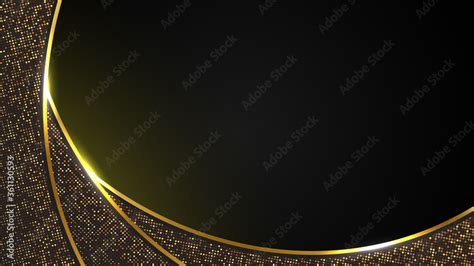 Abstract Black Luxury Background Of Modern Dark Gold Curve Line And