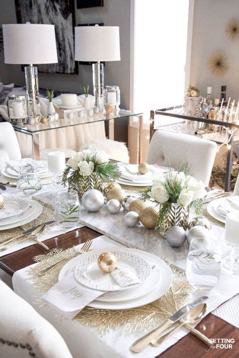 Elegant Gold And White Christmas Tablescape  Christmas table