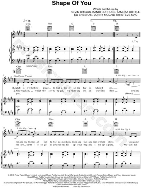 You can also drag to the right over the lyrics. Ed Sheeran "Shape of You" Sheet Music in C# Minor ...
