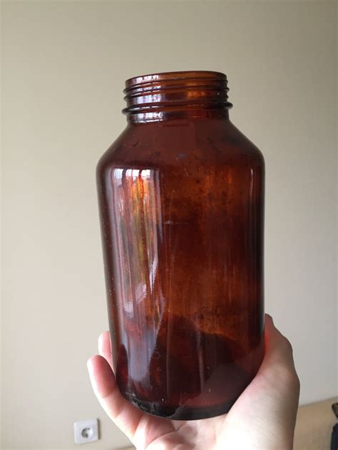 Vintage Brown Glass Jar For Chemicals Etsy