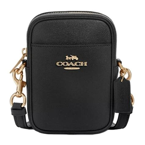 Nwt Coach Phoebe Crossbody Shoulder Mini Bag Black Gold Logo Phone Case