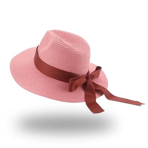 Beach Hat Straw Bowknot Luxury Red Band Hats For Women Bucket Hat