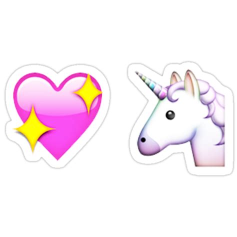 Unicorn And Heart Emoji Set Stickers By Waverlie Redbubble