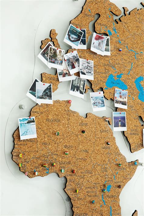 Cork Push Pin World Map Wall Art Map Cork Board Rustic Wall Décor For