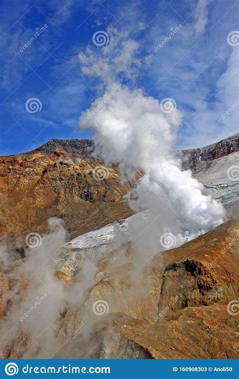 Mutnovsky Volcano In Kamchatka Peninsula Russia Stock Image Image Of