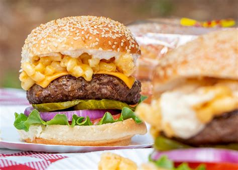 Campfire Mac And Cheese Burger Martins Famous Potato Rolls And Bread