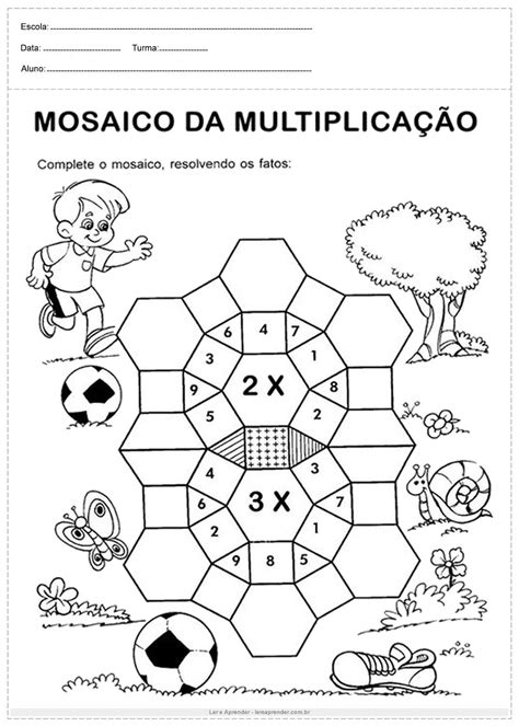 Atividade De Multiplicação Mosaico Ler E Aprender Multiplication