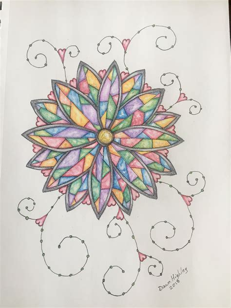 My Attempt At Stained Glass With Prism Colored Pencils Zendoodle