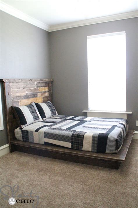 If you have a traditional mattress with a box springs, you can still make this super simple queen bed frame. Easy DIY Platform Bed - Shanty 2 Chic