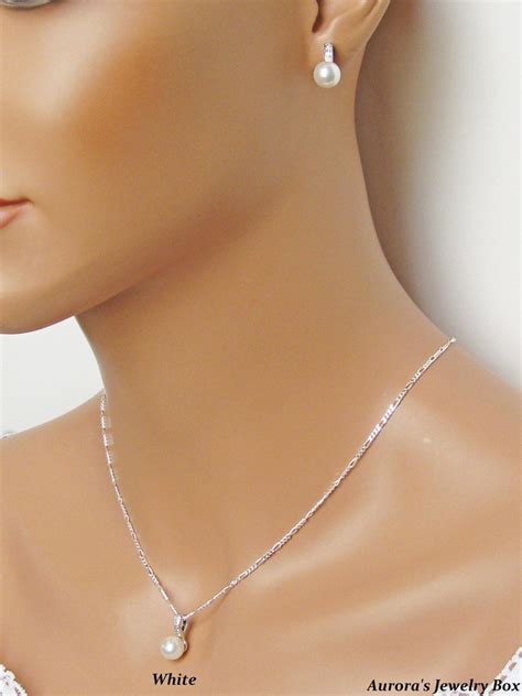 cubic zirconia bridal jewelry set simple classic pearl etsy