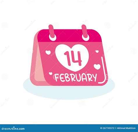 February 14 Valentine S Day Paper Calendar Valentine S Day Icon Stock
