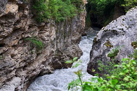 Russia Adygea Nature And Mountain River In Adygea Stock Photo Image