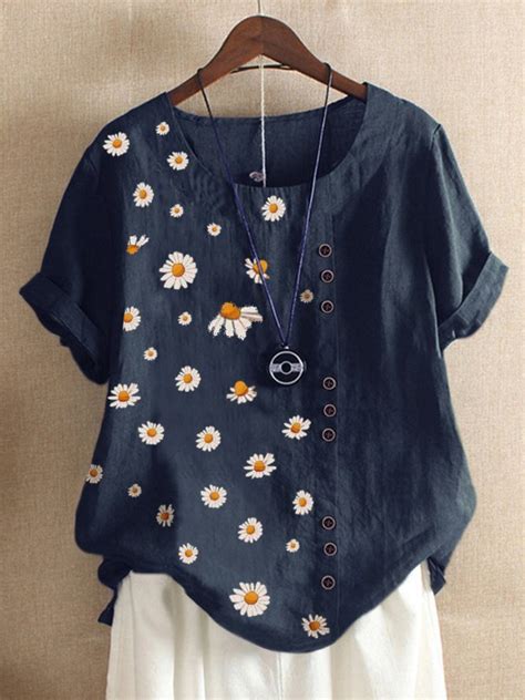 Maybe you would like to learn more about one of these? Navy Blue Casual Floral-print Floral Shirts & Tops | Tops ...